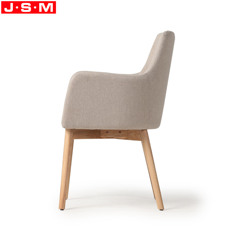 Modern Home Style Dining Chairs Elegant Fabric Upholstery Coffee Shop Ash Wood Dinning Arm Chair