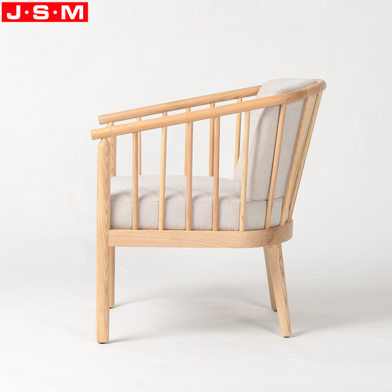 Nordic Style Comfortable Ash Timber Base Armchair Home Office Indoor Wooden Leisure Armchair