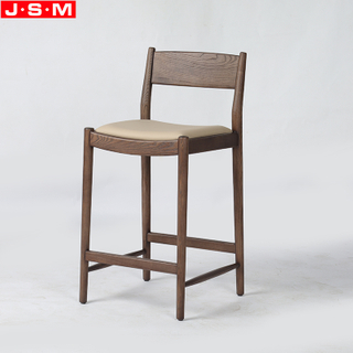 Ash Timber Frame Luxury Style High Chair Bar Stool Upholstered Metal Barstool