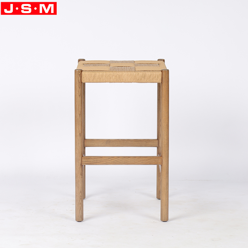 Modern Bar Stool Chair High Seating Chair Modern Bar Stool Chair Paper Rope Weaving Seat Ash Timber Frame