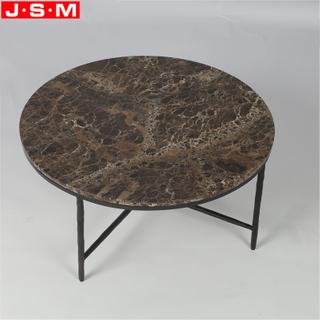 Modern Nordic Luxury Marble Side Table Stone Top Round Coffee Table for Living Room with Metal Legs