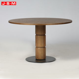 Muebles Para Restaurante Table Manger Wooden Plywood with Veneer Top Dining Table with Metal Base