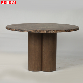 Modern Minimalist Luxurious Salle Manger Round Dining Table Marble Stone Top Home Dining Table Living Room Wooden Dining Table
