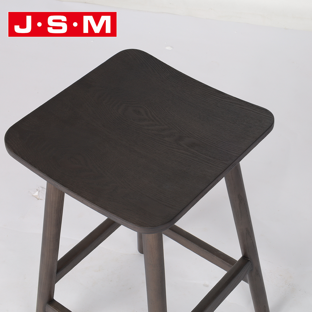 Nordic Designer Restaurant Small Wooden Leather Woven Ash Timber Frame Stool