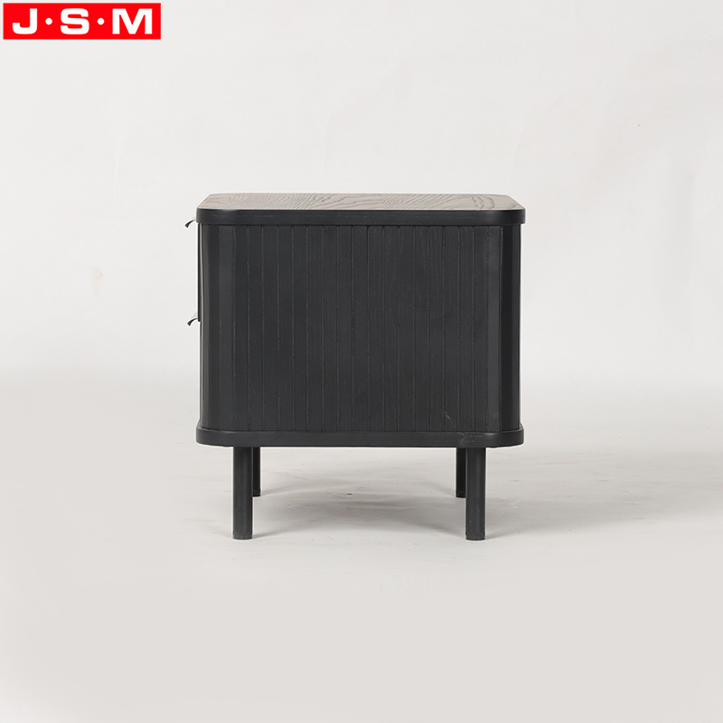 High Quality Home Furniture Ash Timber Frame Bedside Cabinet Black Colors Bedside Cabinet With Drawers