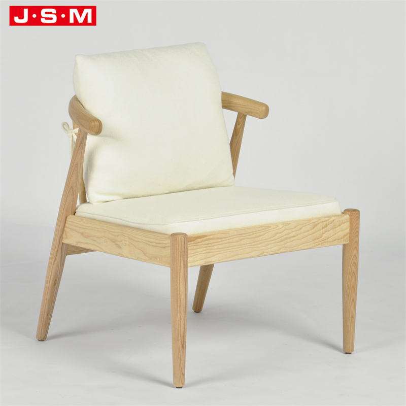 New Design Comfortable Wabi-Sabi Style Pure Color Upholstery Wooden Armchair For Living Room