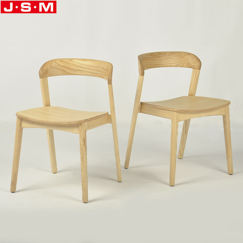 Chinese Stackable Wooden Ash Timber Frame Dining Chair Without Armrests
