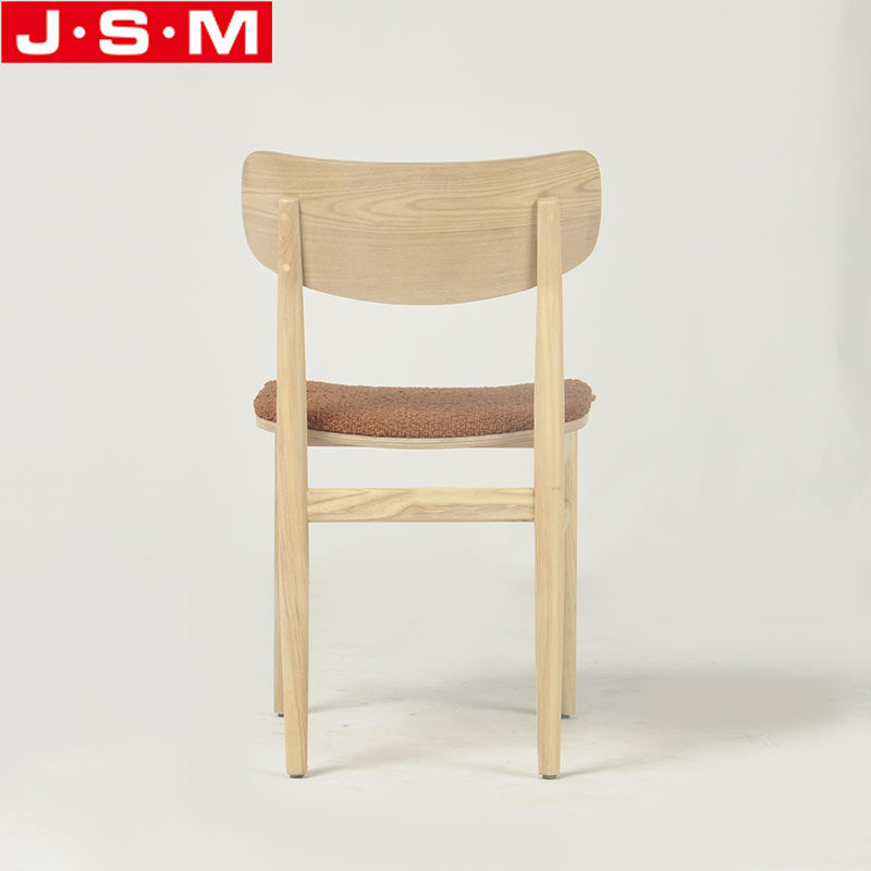 Hot Sale New Modern Ash Timber Frame Buff Dining Chair With Cushion Seat