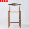 Tall Leg Kitchen Paper Rope Seat Modern High Back Stool Bar Chairs For Bar Table