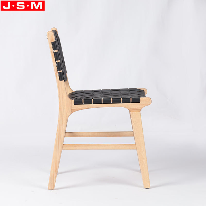 Classic Modern Design Black Woven Belt Ash Frame Dining Chairs