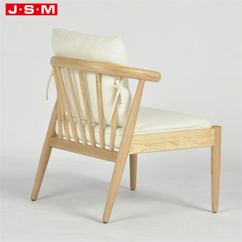 New Design Comfortable Wabi-Sabi Style Pure Color Upholstery Wooden Armchair For Living Room