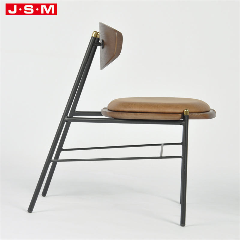 Japandi Simple Leisure Solid Wood Metal Frame Living Room Chair Balcony Armchair