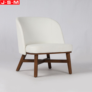 Commercial Furniture Office Armchair White Leisure Chair With Solid Wooden Legs
