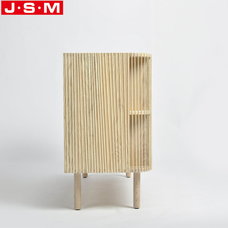 Wood Veneer Carcase Storage Cabinet With Cotton Rope Decoration