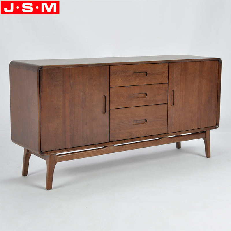 Brown Ash Timber Base Wooden 3 Drawer 2 Door Living Room Cabinet