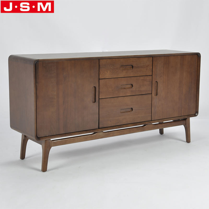 Brown Ash Timber Base Wooden 3 Drawer 2 Door Living Room Cabinet