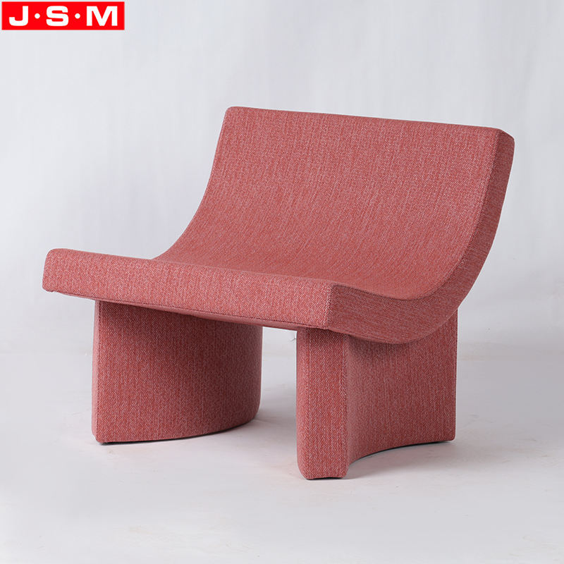 New Design Red Art Metal Frame Foam And Fabric Coffee Shop Sofa Armchair