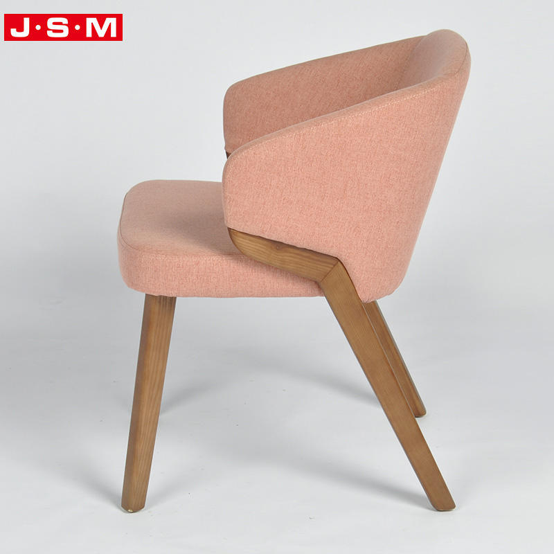 Modern Restaurant Outdoor Dining Room Wooden Pink Fabric High Back Dining Chairs