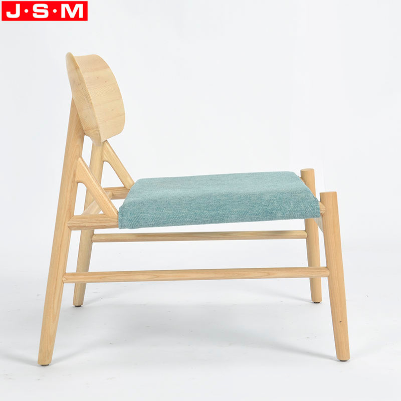 Modern Outdoor Office Hotel Relax Solid Wooden Blue Fabric Living Room Accent Chair Furniture Armchair