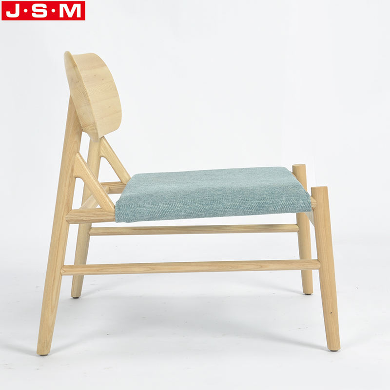 Modern Outdoor Office Hotel Relax Solid Wooden Blue Fabric Living Room Accent Chair Furniture Armchair