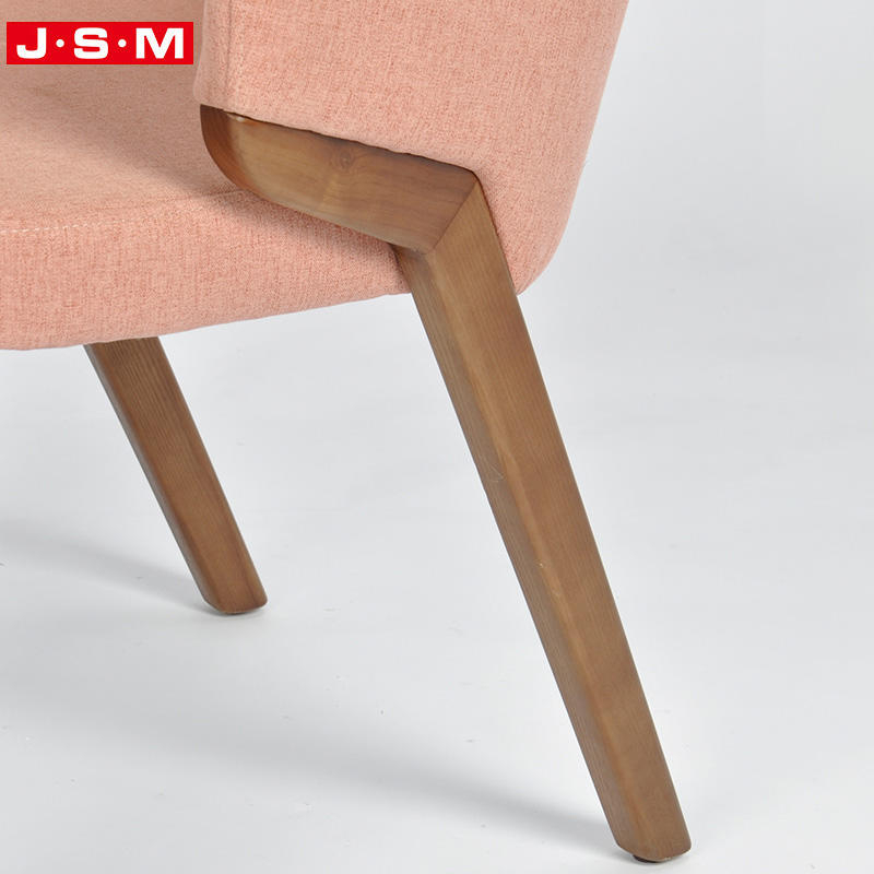 Modern Restaurant Outdoor Dining Room Wooden Pink Fabric High Back Dining Chairs