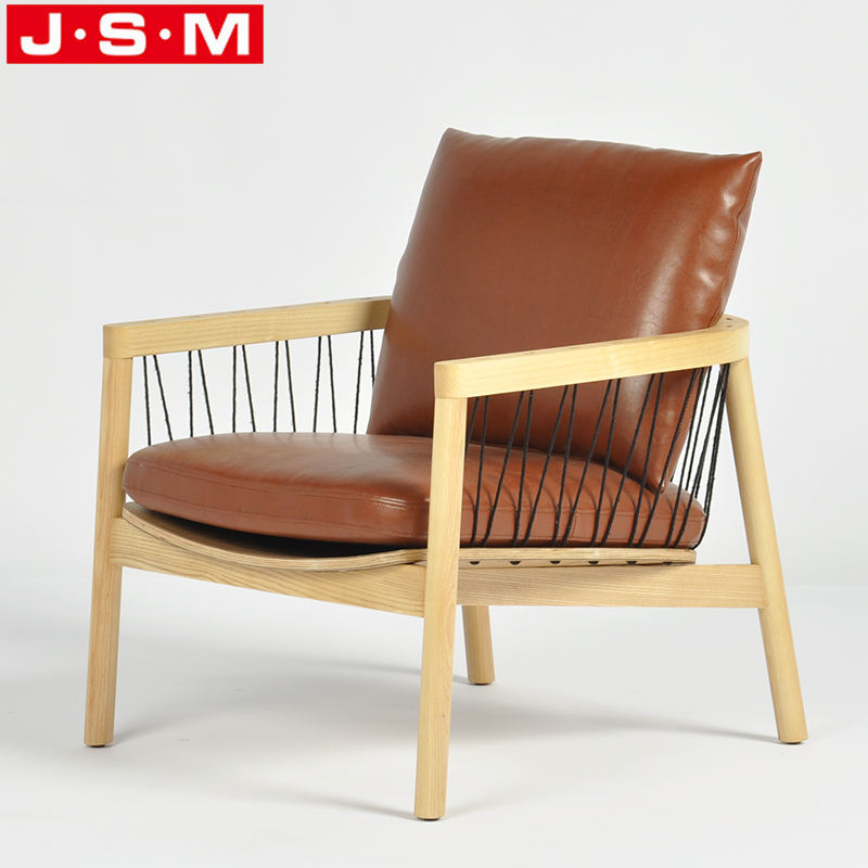 Retro Furniture Hotel Lounge Reception Bedroom Wooden Frame Leather Armchair