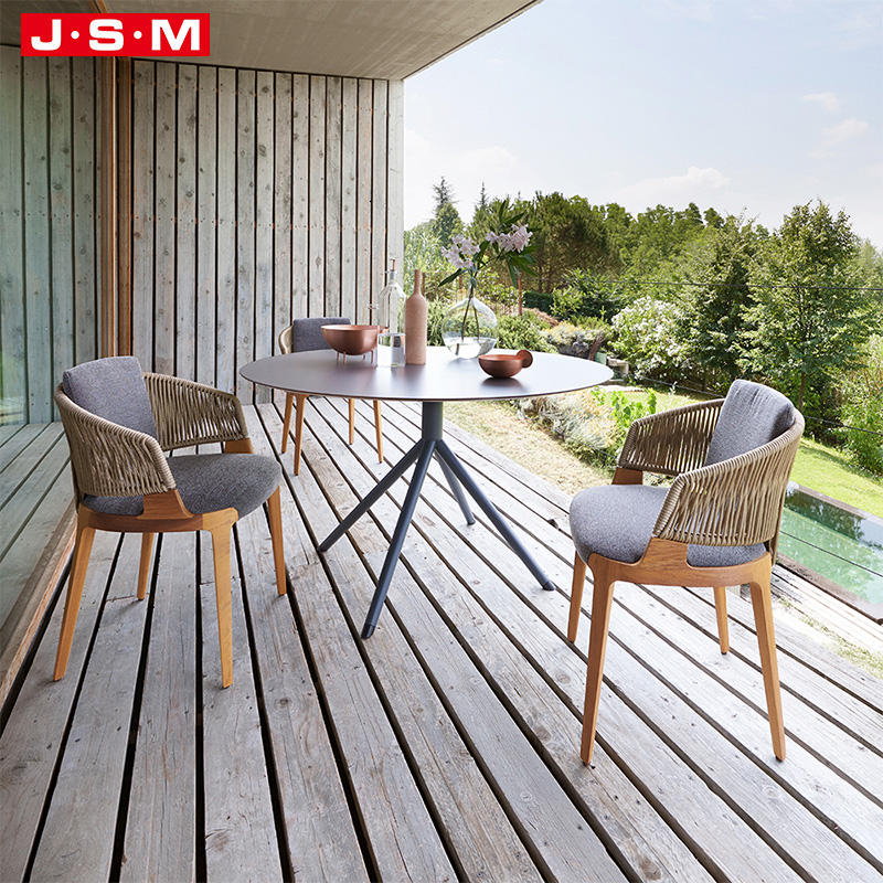 Luxury Hot Products Vintage Style Cushion Seattop Rope Back Cushion Seat Ash Timber Base Leisure Dining Chairs