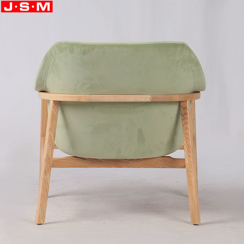 Factory Direct Sale Wooden Chair Green Timber Frame Fabric Armchair