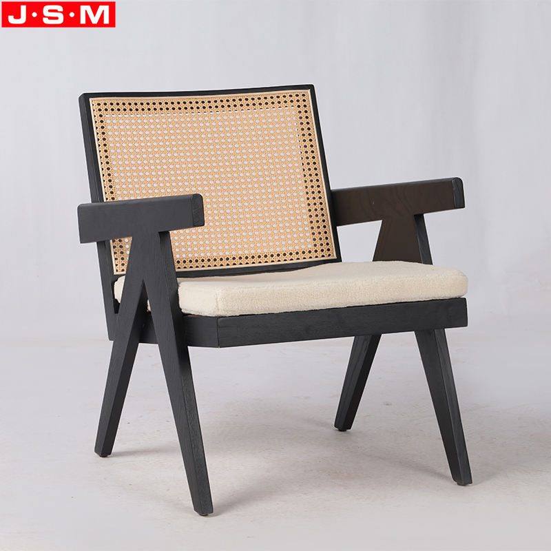 Elegant Rattan Back Seat Chairs Single Sitting Room Arm Chair Living Room Armchair