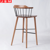 Nordic High Stool Bar Chair Furniture Antique Wooden Bar Stool Chair With Iron Backrest