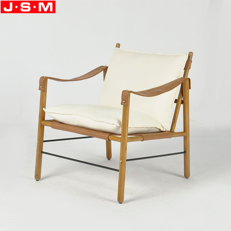 Modern Comfortable Lounge Terrace Living Room Upholstered Wood Armchairs