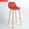 Modern Furniture Outdoor Kitchen Red Wooden Back Counter High Bar Stool Chair