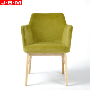 Luxury Restaurant Hotel Fabric Upholstered Wooden Dining Chair With Arm Rest