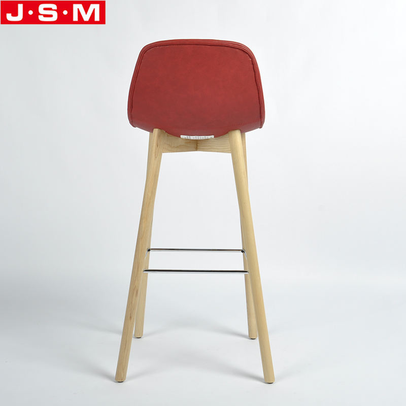 Modern Furniture Outdoor Kitchen Red Wooden Back Counter High Bar Stool Chair