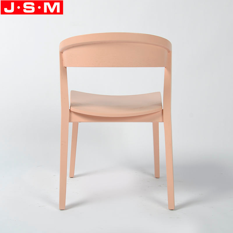 Nordic Retro Bedroom Dining Room Outdoor Pink Wooden Frame Dining Chairs