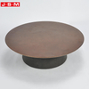 Classic Indoor Living Room Garden Black Circle Solid Wood Coffee Table
