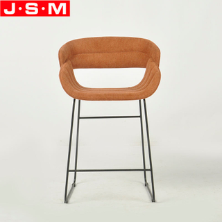 Modern Fabric High Bar Chair Metal Base Barstool Counter Upholstered Stools
