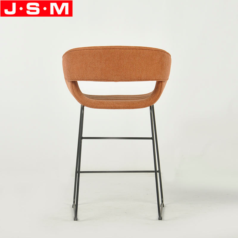 Modern Fabric High Bar Chair Metal Base Barstool Counter Upholstered Stools