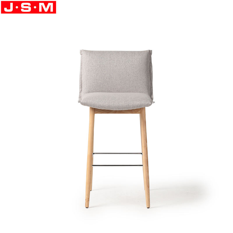 Wholesale Modern Base Ash Barstools PU Upholstery Fabric High Counter Chairs Bar Stools With Metal Footrest