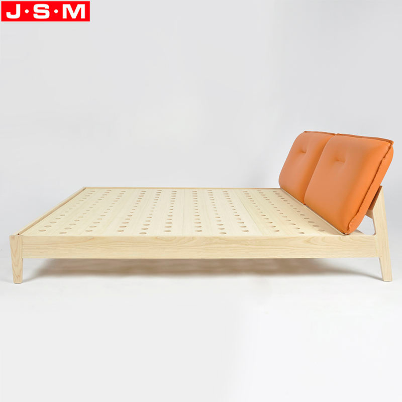 Modern Cushion Headboard Bedroom Furniture Ash Timber Wooden Bed