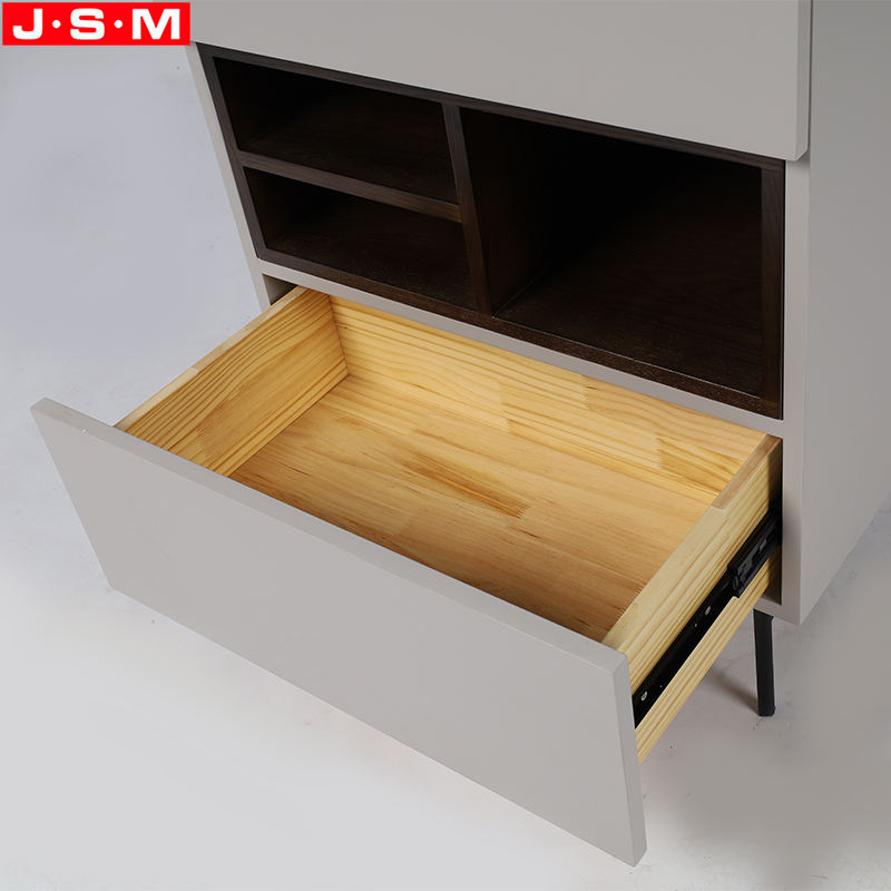 Metal Base Living Room Wood Cabinet Furniture Modern Cabinet With 2 Drawers