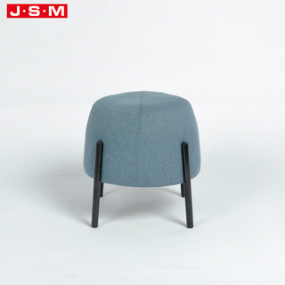 Living Room Furniture Round Wooden Frame Metal Leg Single Ottoman