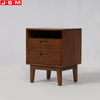 Nordic Bedroom Nightstand Square Wood Bedside Table With Two Drawers