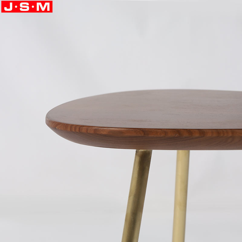 Timber Table Top Living Room Furniture Corner Table Beside Gold Metal Side Table