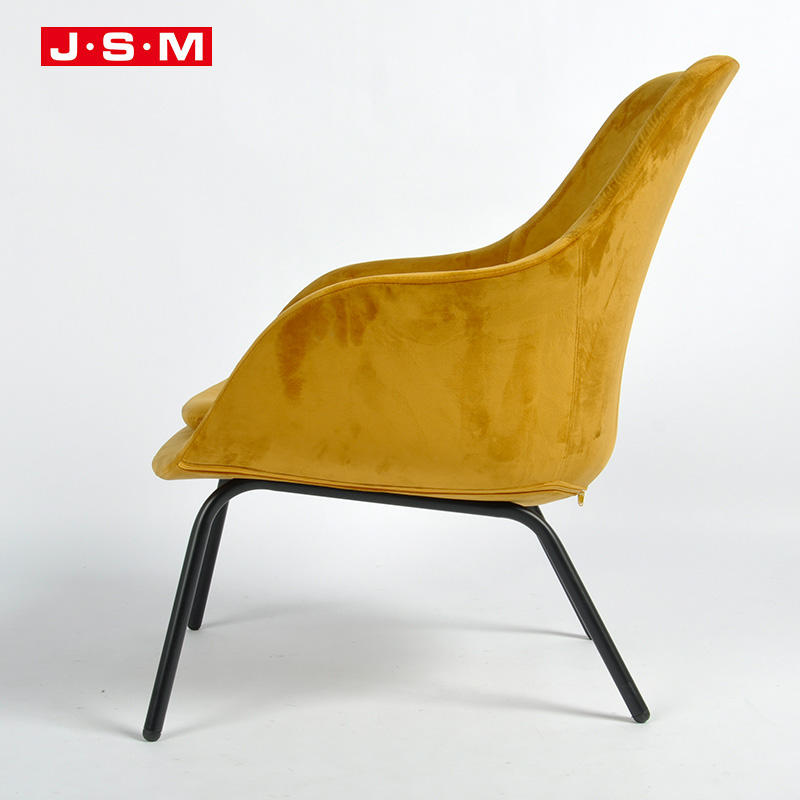 Nordic Leisure Indoor Fabric Velvet Single Metal Restaurant Furniture Dining Chair