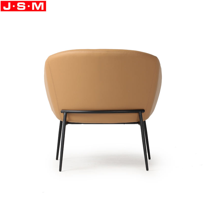 Nordic Fabric PU Upholstery Yellow Color Accent Chair For Living Room Armchair With Metal Legs