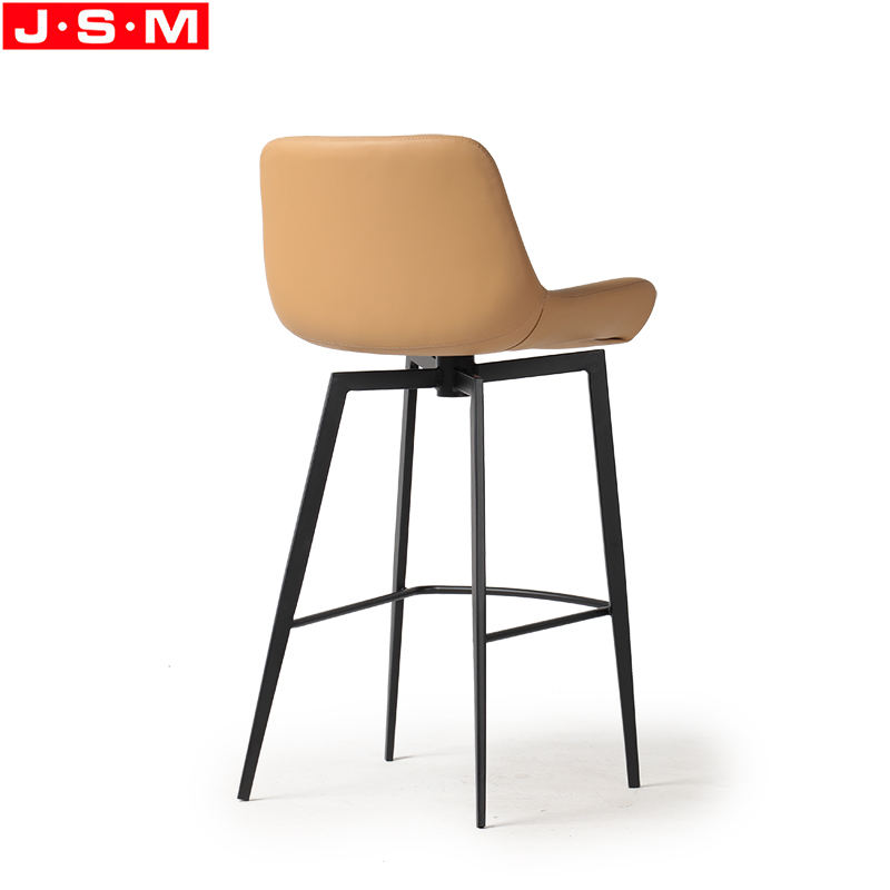 OEM Brown Color PU Upholstery Fabric Seat Metal High Legs Dining Metal Bar Chair Stool