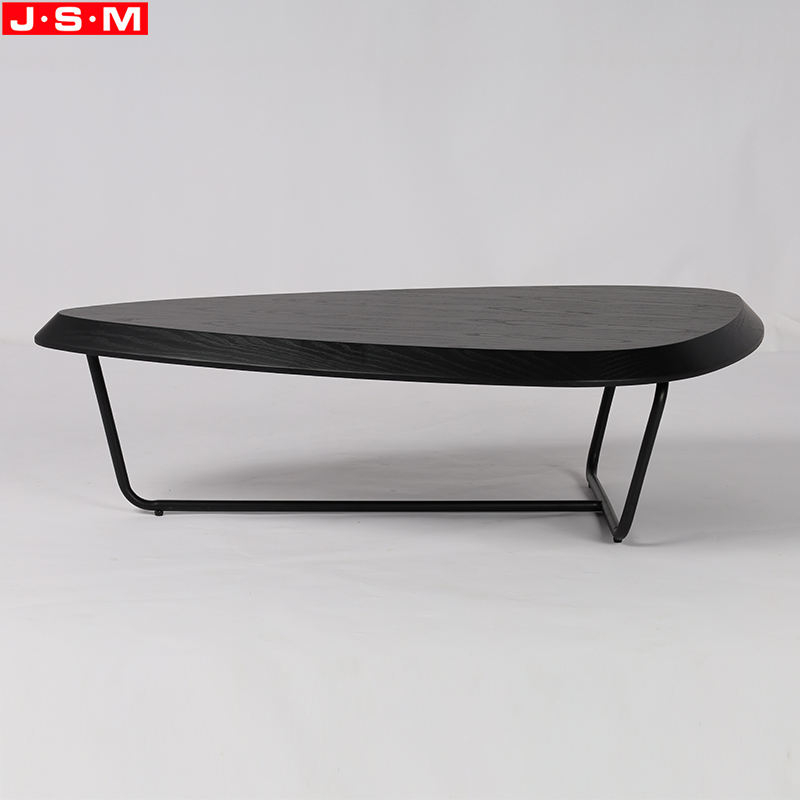 Modern Cocktail Living Room Metal Base Desktop Ash Timber Table Top Tea Table