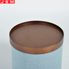 Moveable Timber Tray Round Cushion Base Modern Storage Fabric Ottoman Stool