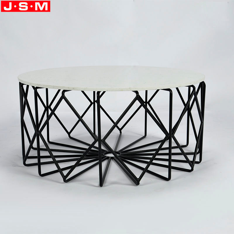 Metal Living Room Rock Slab Table Top Coffee White Round Tea Table